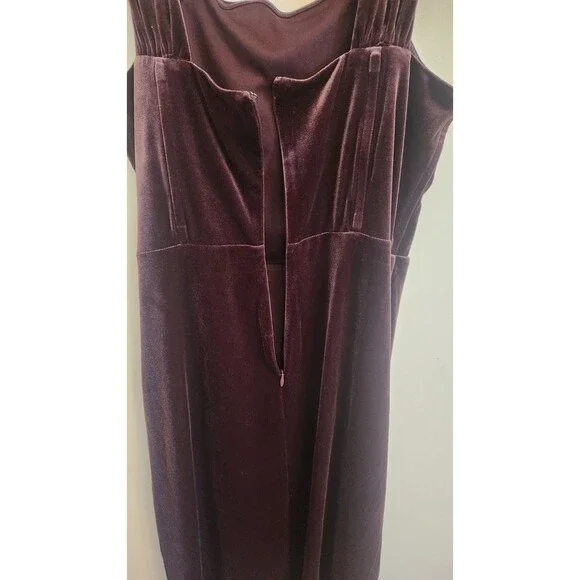 Cache Velvet Plum Purple Cocktail Midi Dress Side Ruched Size‎ 8 NWT - Picture 5 of 11